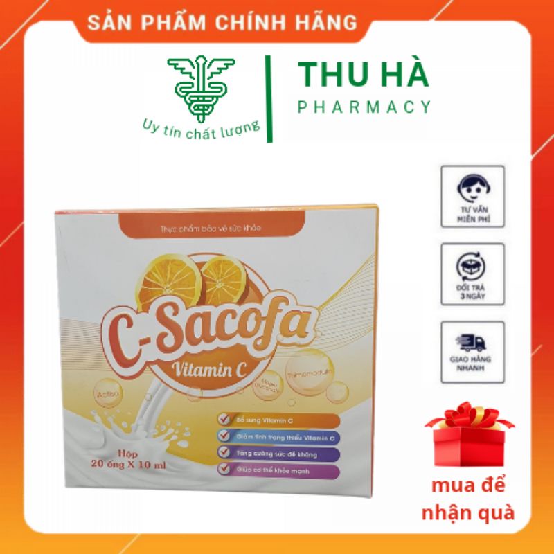 Vitamin C sacofa Hỗ trợ làm giảm nguy cơ thiếu vitamin c , tăng sức đề kháng cơ thể , giảm nhiệt miệng