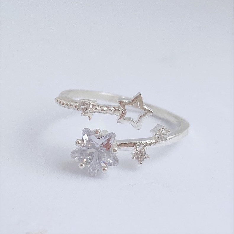 Nhẫn bạc nữ sao băng tuyết, Nhẫn hở Free size chất liệu bạc ta sang trọng - Trang sức bạc Evasilver