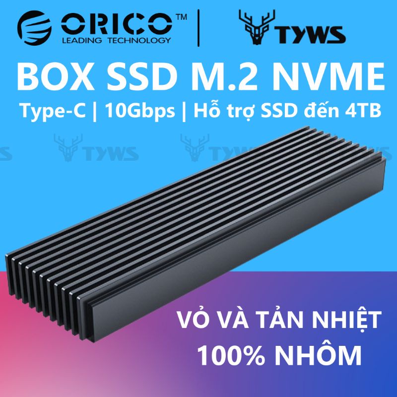 Box di động SSD M.2 NVMe to USB 3.1 Gen2 Type-C Orico M2PJ-C3-GY