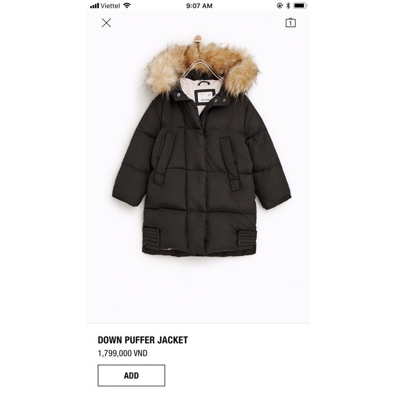 Áo phao parka Zara dư xịn