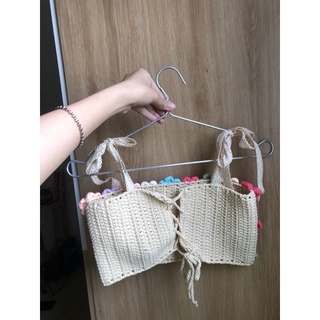 [ CÓ SẴN ]Áo CROPTOP hoa móc len 5 hàng