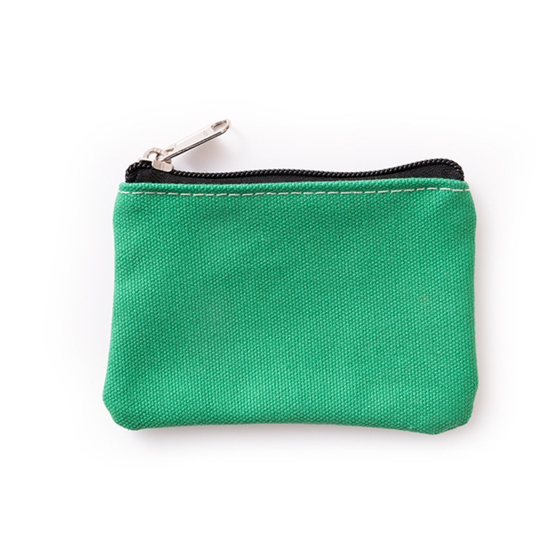 Túi Đựng Tiền Xu/Chìa Khóa Vải Canvas Cotton Trơn Có Khóa Kéo Cho Nam Và Nữ