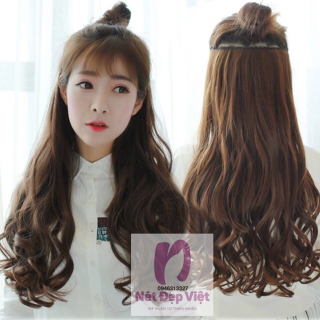 Tóc Giả Kẹp Thả Xoăn Bằng Sợi Tơ Nhân Tạo