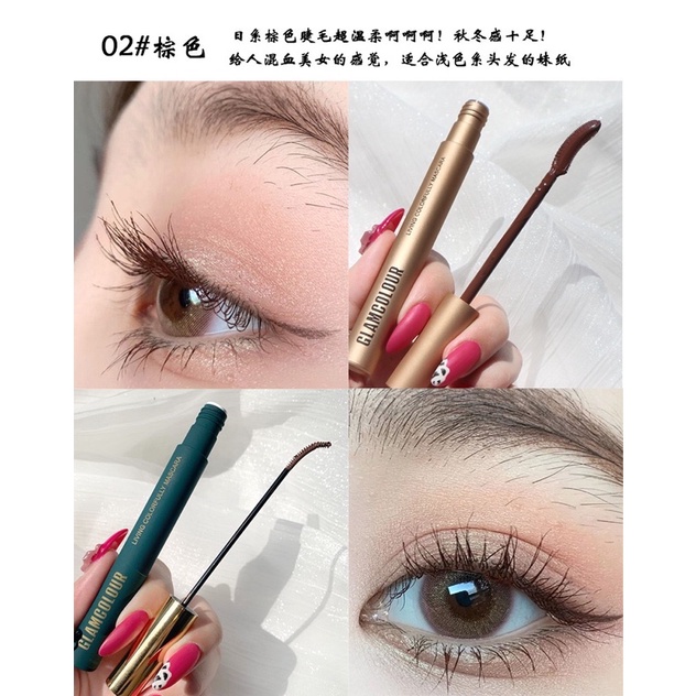 Mascara đầu mảnh chải mi trên và dưới cong dày tự nhiên GlamColour Hion Beauty