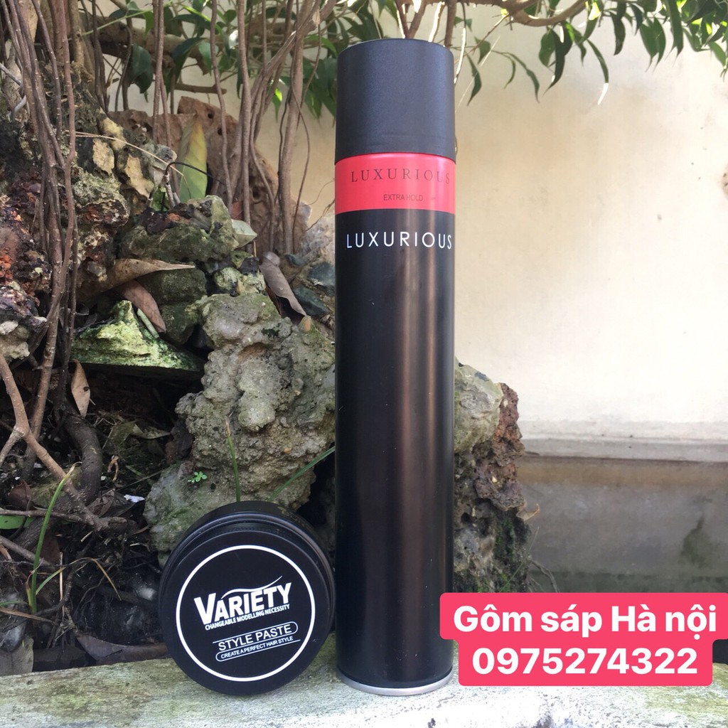 GÔM XỊT TÓC LUXURIOUS 420ml + Sáp Vuốt Tóc Variety Matte Lasting 100ml siêu giữ nếp