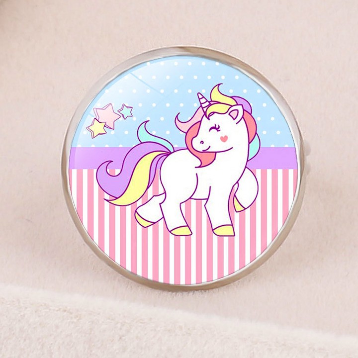 Nhẫn Unicorn mặt tròn lung linh đủ họa tiết cho bé yêu BBShine – J031