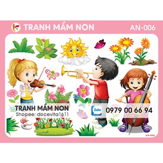 Decal mầm non- GÓC ÂM NHẠC AN-006 khổ lớn 127x80