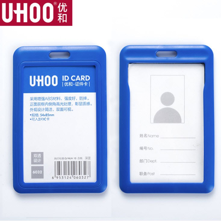 [ HCM ] Thẻ đeo bảng tên nhân viên văn phòng nhựa cao cấp và thời trang 2 mặt uhoo 6031-6032 CÓ DÂY ĐEO / KO DÂY