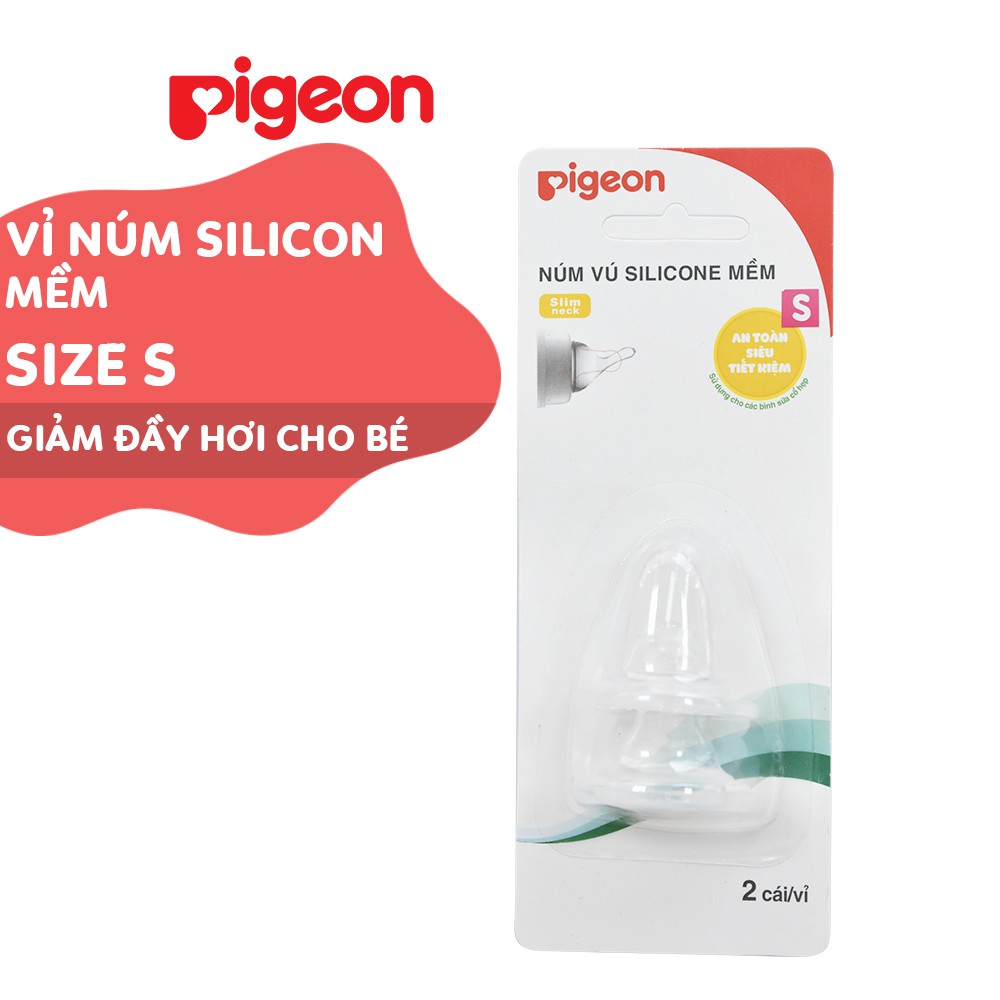 Núm Vú Silicone Mềm Pigeon (2 cái/vỉ):Size L(7 tháng tuổi+)