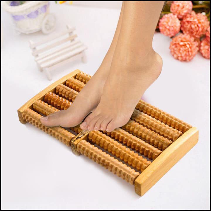 Bàn lăn chân gỗ 📌FREESHIP📌 Bàn massage chân 5 hàng bấm huyệt thư giãn hàng tốt