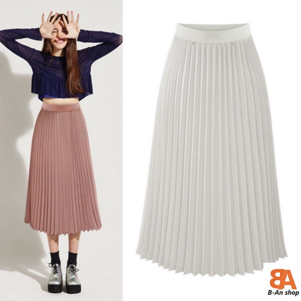 Chân váy dập ly fom dài