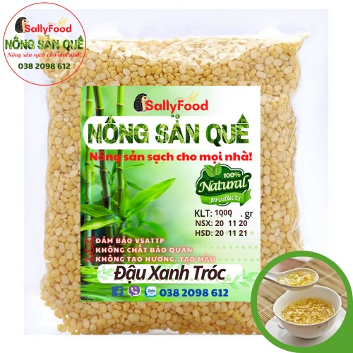 1kg Đậu Xanh Không Vỏ Hữu Cơ SallyFood Đỗ Xanh Vàng Tróc Đã Tách Đãi Vỏ Sạch Nấu Xôi Chè Làm Bánh - Shop Nông Sản Quê