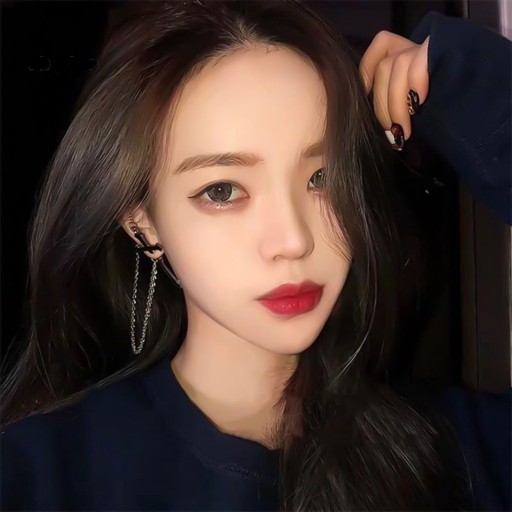 1 Khuyên Tai Xỏ Sụn Dạng Mắc Xích Dài Hình Thánh Giá Phong Cách Punk Unisex