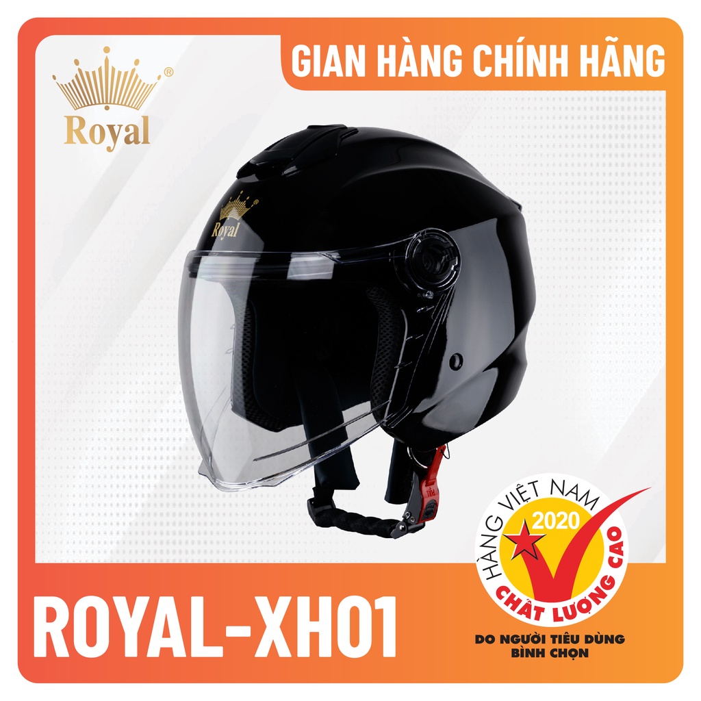 Nón bảo hiểm có kính 3/4 Royal XH01 form nhỏ gọn, nhiều màu sắc, phù hợp cả nam và nữ, bảo hành 1 năm