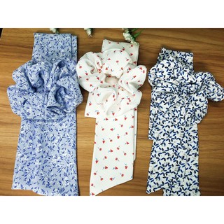 Dây cột tóc, buộc tóc vải Scrunchies thắt nơ dài họa tiết hoa dễ thương kiểu Hàn