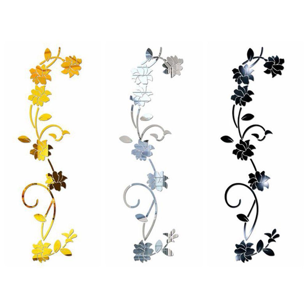 JARRED Sticker Vinyl Dán Tường Họa Tiết Hình Bông Hoa Hiệu Ứng Gương Dùng Trong Trang Trí Phòng Kh