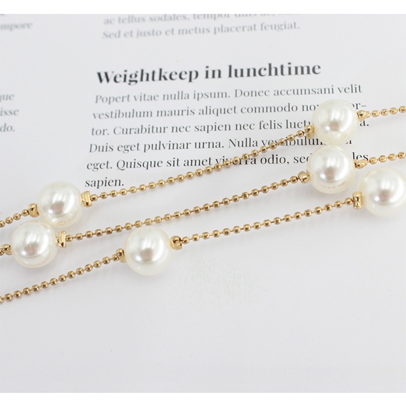 Thắt Lưng Dây Xích Mạ Vàng Mỏng Đính Ngọc Trai Thanh Lịch Cho Nữ