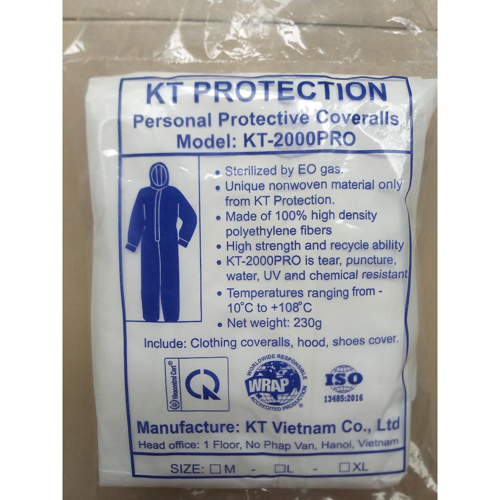  Quần áo bảo hộ chống dịch KT2000 level 3