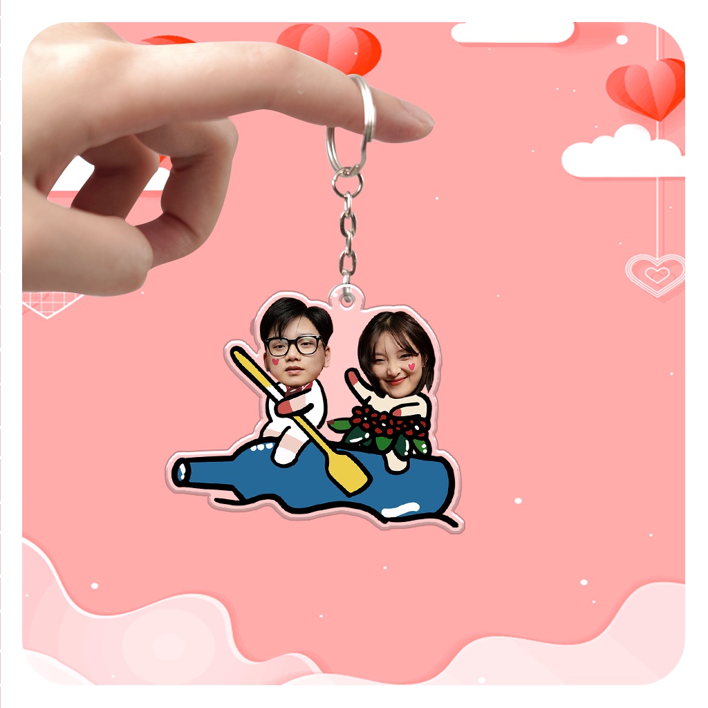 Móc khóa cho cặp đôi in hình theo yêu cầu dễ thương đáng yêu, quà tặng cho người yêu, bạn bè, gia đình