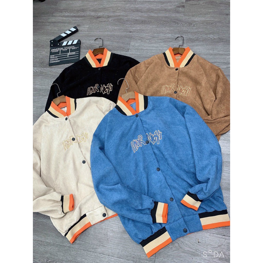 Áo khoác kaki Bomber nhung gân