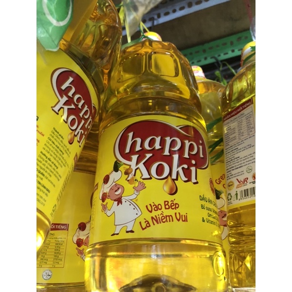 Dầu ăn thực vật Happi Koki, dầu 2 lít
