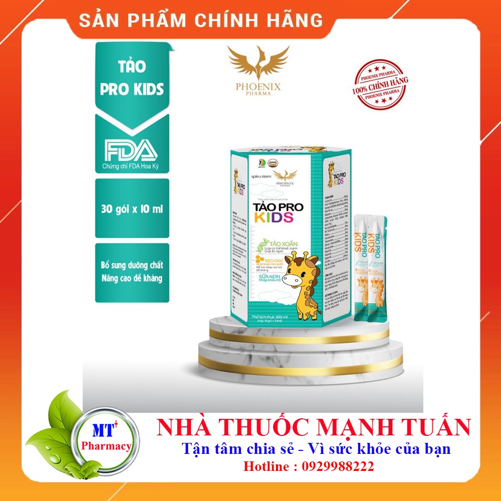 Tảo Pro Kids Phoenix pharma giảm táo bón bé ăn ngon ngủ ngoan 30 gói/hộp