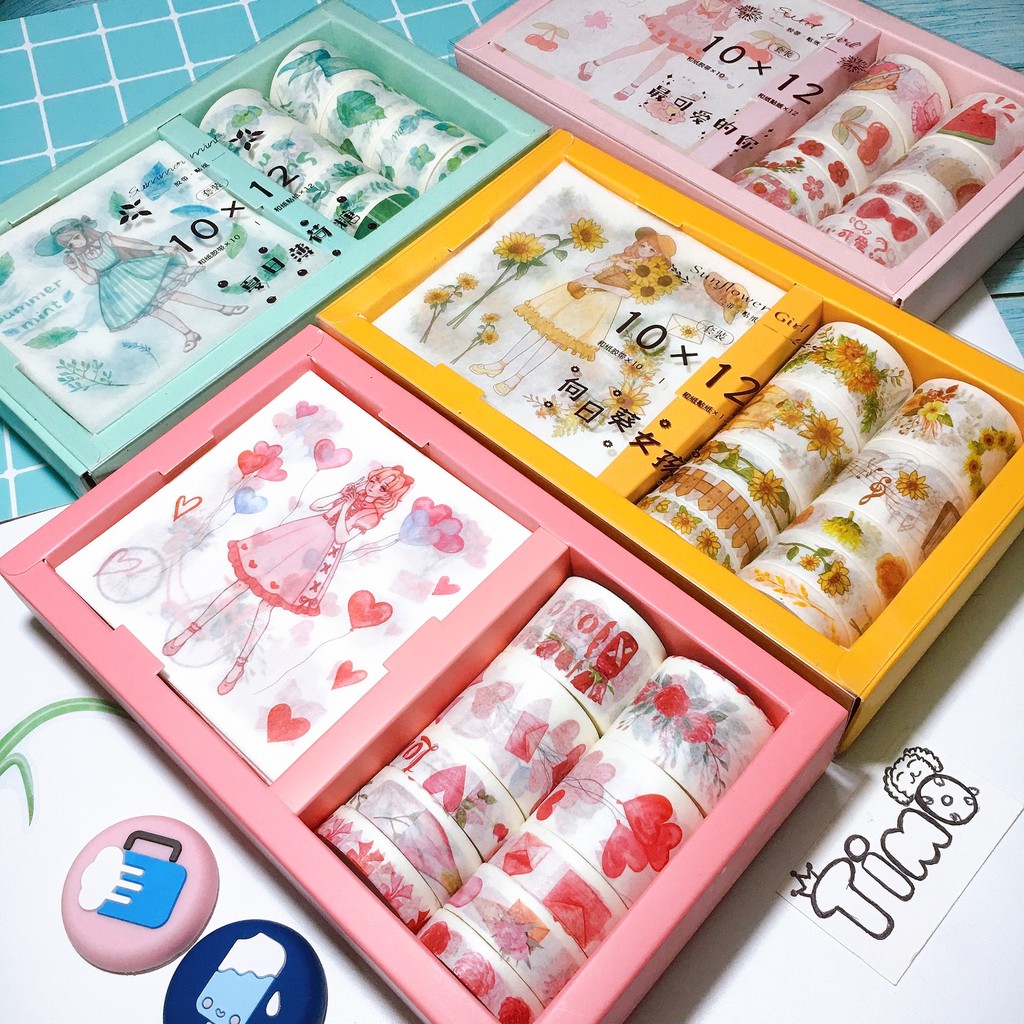 Washi Tape Giấy Băng Keo Và Miếng Sticker Chủ Đề Cô Gái Stickers Trang Trí Sổ Bullet Journal Takenote