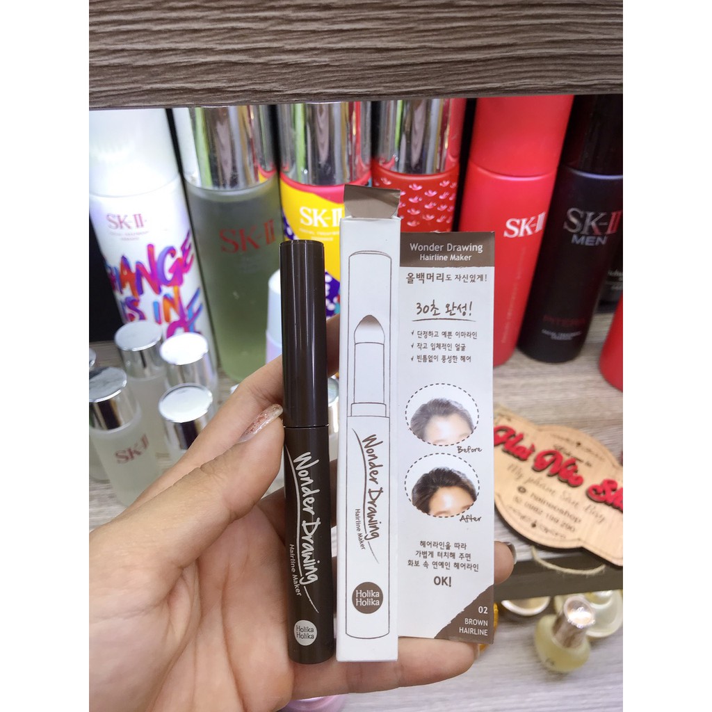 Bút che tóc thưa, hói, bò liếm Holika Holika Wonder Drawing Hair-line Maker (Hàn Quốc) - màu 02 Nâu