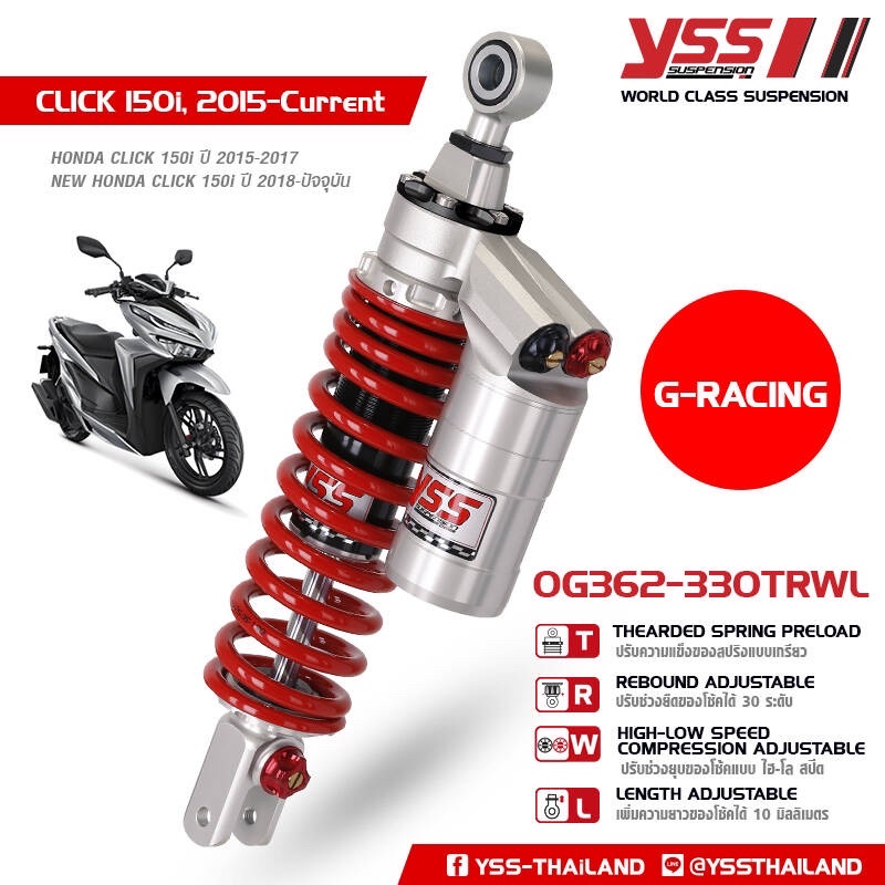 [HÀNG CÓ SẴN] YSS G-RACING dành cho Vario và Click 125/150/160