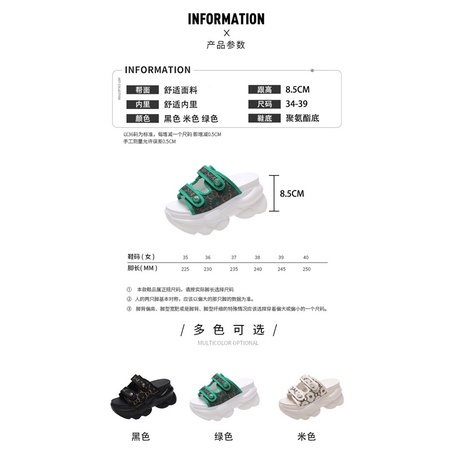 Dép xuồng quai dán hoạ tiết GC cao 8,5cm nâng chiều cao siêu nhẹ