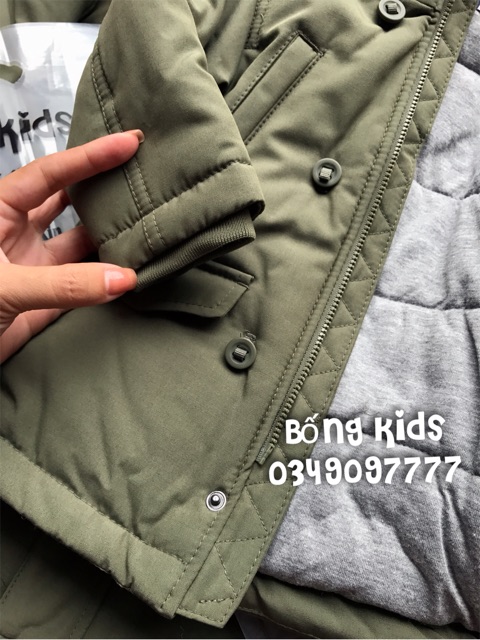 Áo Parka Bé Trai Túi Nắp Rêu Bạc Original Mảines 7-8kg