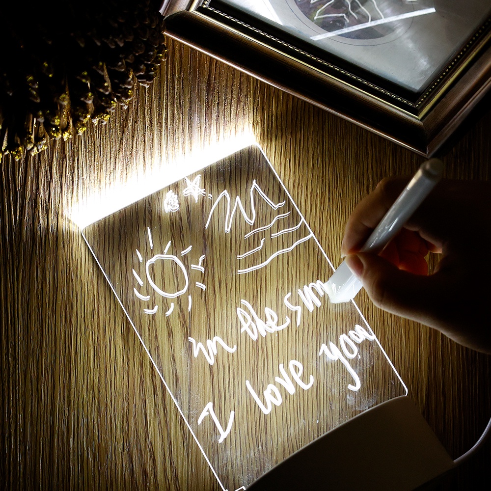 Bảng Ghi Chú Bằng Acrylic Tích Hợp Đèn LED Sạc USB Tiết Kiệm Năng Lượng