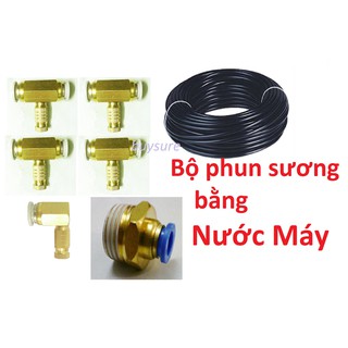 Bộ 5 béc phun sương + 15m dây ĐL dùng nước máy + Ren 21/8