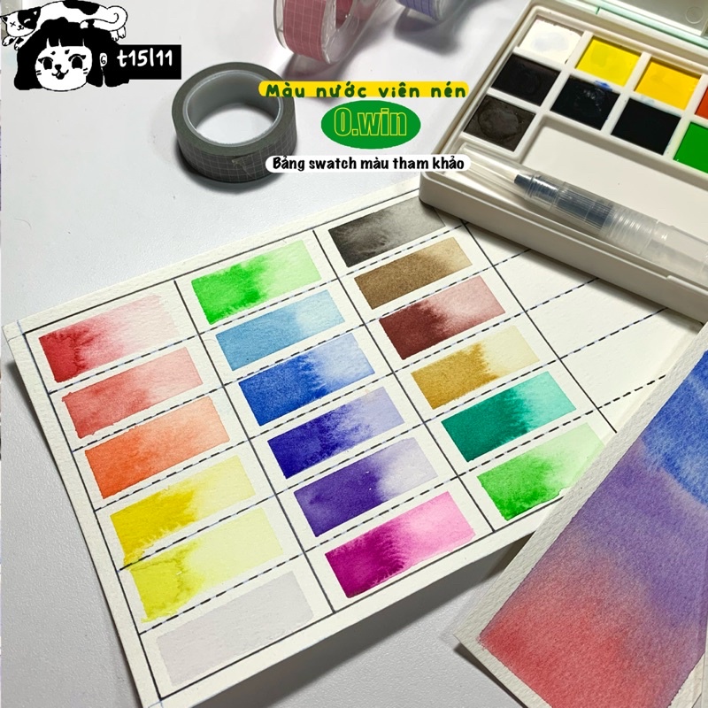 Màu nước viên nén Owin 18 màu Tặng kèm một cọ nước