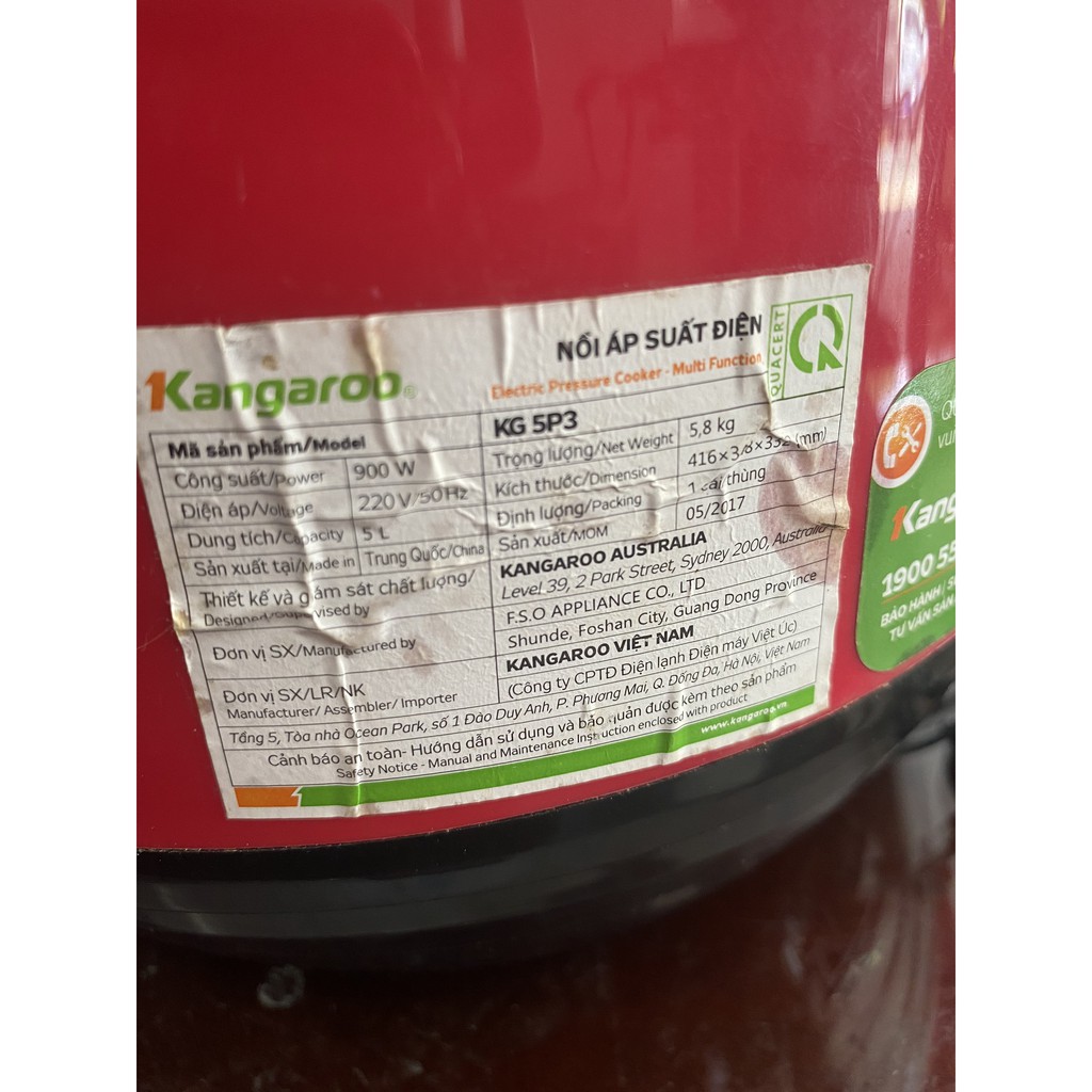 Nồi áp suất điện Kangaroo KG5P3 5 lít - Hàng qua sử dụng 90%