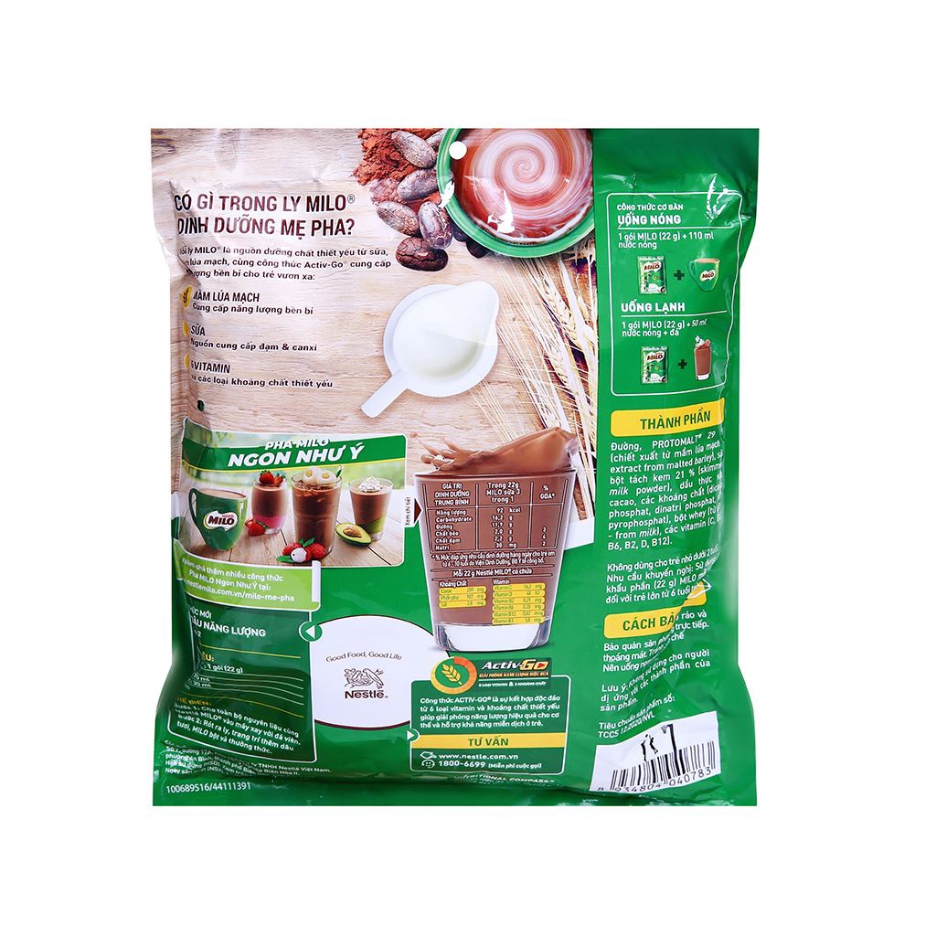 Bột thức uống lúa mạch 3in1 Milo Active Go bịch 330g