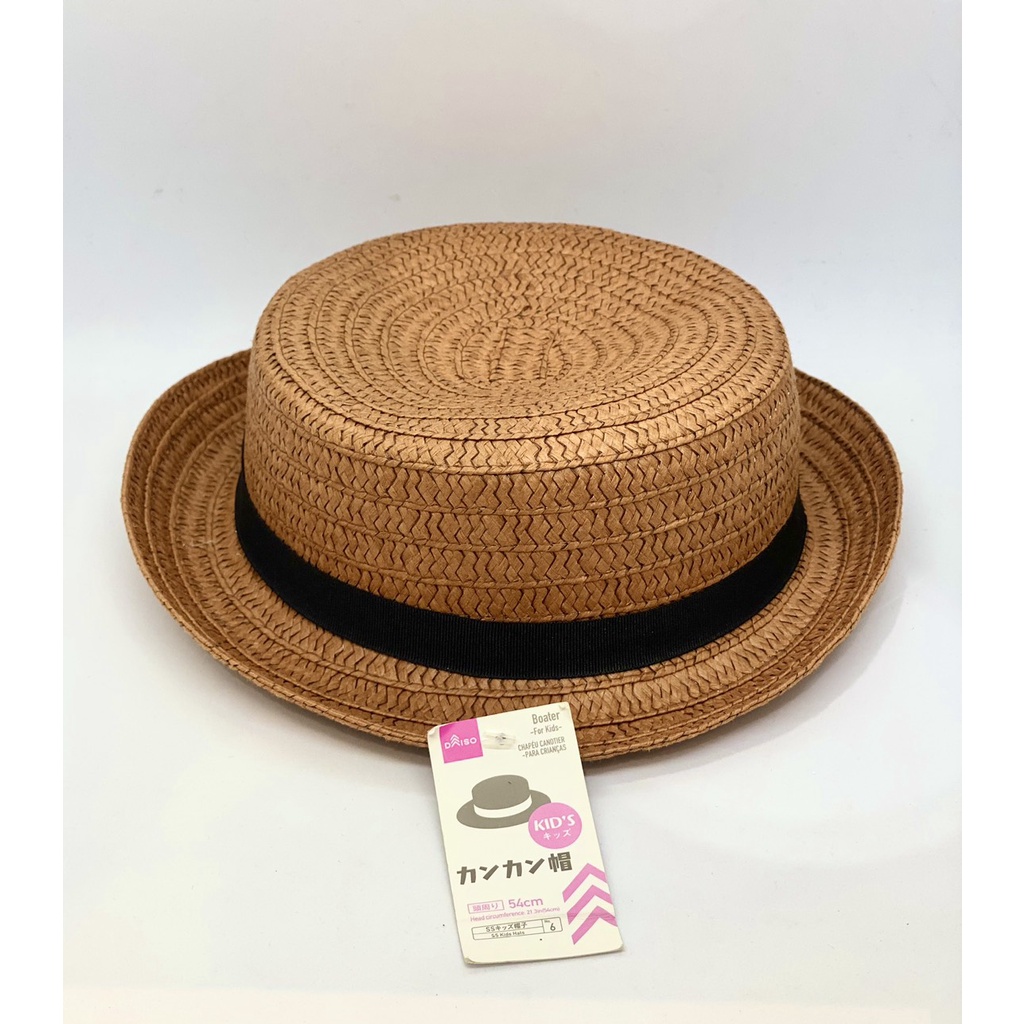 Daiso Mũ Rơm 54cm dành cho trẻ em số 6 màu Beige/ màu Nâu/ màu Vàng