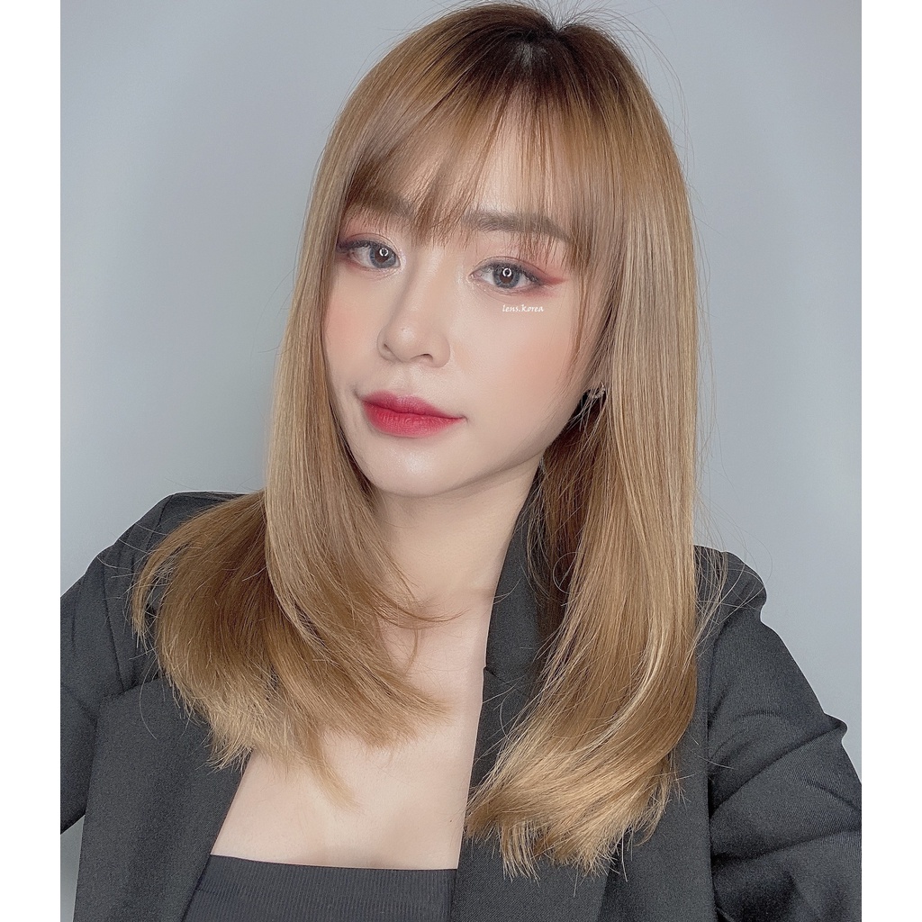Kính áp tròng Hàn Quốc màu xanh ngọc TWINKLE BLUE , lens giãn tròng nhẹ 14.0mm, tặng kèm nước nhỏ dưỡng cấp  ẩm cho mắt.