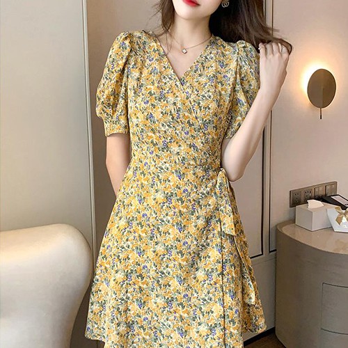 Đầm voan nữ hoa nhí lụa tay phồng dễ thương dự tiệc - Váy đầm nữ thắt eo cá tính tôn dáng che khuyết điểm tốt - Anquachi | BigBuy360 - bigbuy360.vn