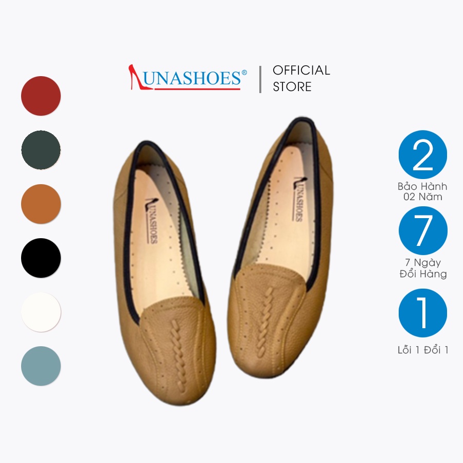 Giày bệt nữ mũi tròn búp bê đế bằng mềm êm chân Lunashoes (1077) mũi tròn da bò 100% bảo hành 2 năm fullbox