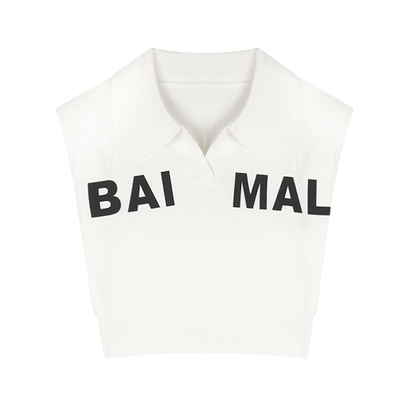 QKOOLE  Áo Croptop Dệt Kim Không Tay Dáng Rộng Phong Cách Hàn Quốc Dành Cho Nữ