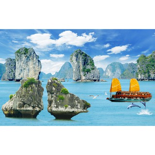 Tranh dán tường  VTC Cảnh đẹp hạ long  UD0101 Kim sa