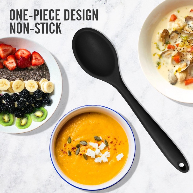 Muỗng silicone cán dài chịu nhiệt tiện dụng cho nhà bếp