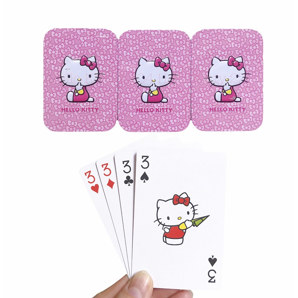 Bộ Tú Lơ Khơ Kèm Hộp Sắt Cao Cấp Hello Kitty