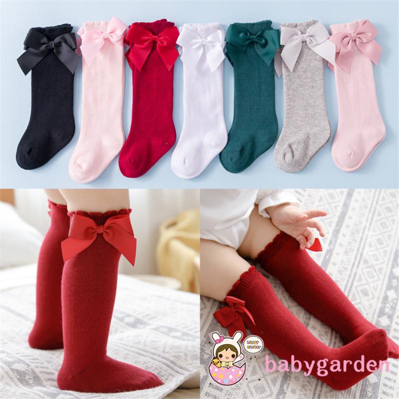 Vớ cotton cổ cao màu trơn đáng yêu cho bé gái từ 0-7 tuổi