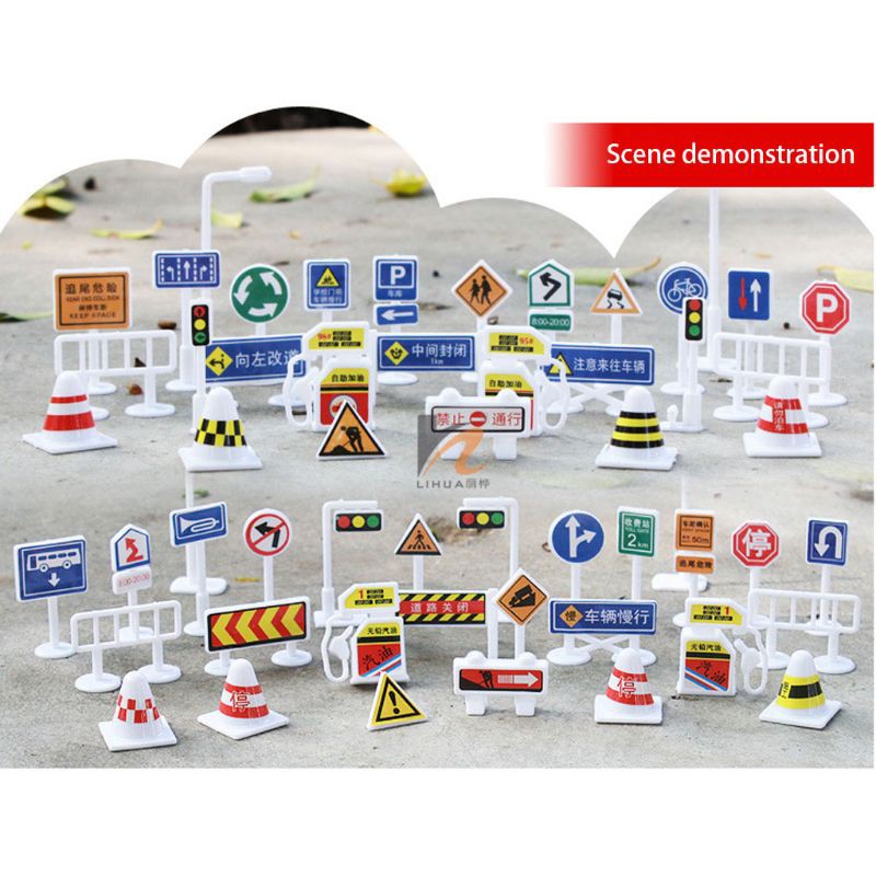 Bộ 56 đồ chơi biển báo giao thông DIY cho bé