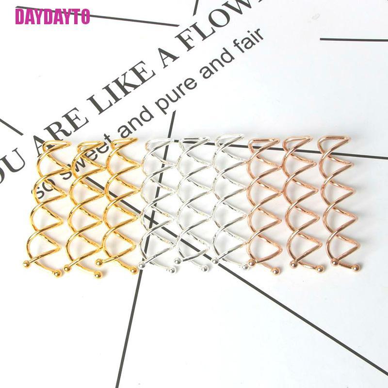 Set 10 Kẹp Tóc Dạng Xoắn Ốc Màu Vàng Hồng / Bạc