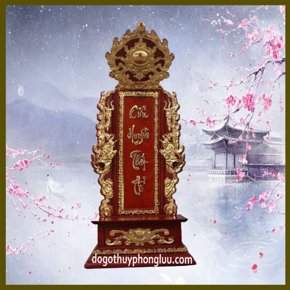 Linh vị thờ mặt cửu huyền thất tổ gỗ hương cao 61cm