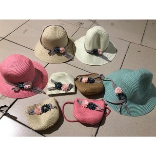 set túi và mũ cói cho bé