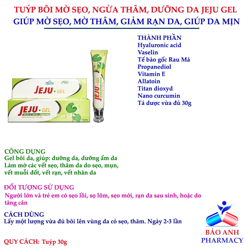 Tuýp bôi mờ sẹo JEJU GEL giúp mờ sẹo, dưỡng da, mờ thâm, giảm nhăn da, rạn da, giúp da sáng mịn – tuýp 30g